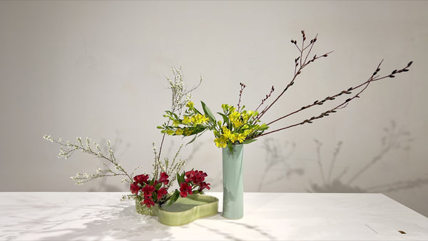 Sogetsu Curriculum 2-18: Variation No.8 Combined Styles (Moribana and Nageire) by Ms.Misei Ishikawa- with English subtitles